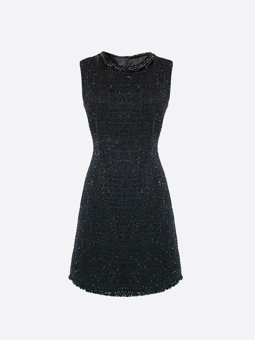 Black dahlia tweed dress